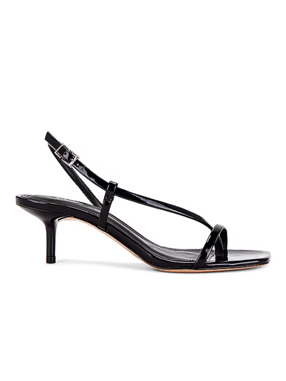 Schutz Heloise Sandals Black Patent Slingbacks Kitten Heels Shoes Revolve 9.5